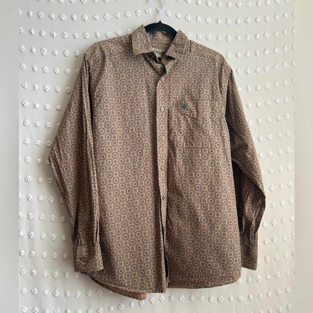 Ariat Men’s Omega Classic Long Sleeve Button Down Shirt Sz S‎ Acorn